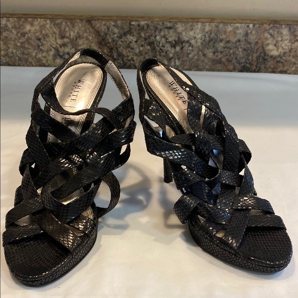 WHBM Black Strappy Women's Heels size 8.5